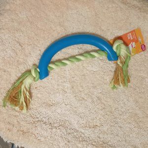 NWT ~ Leaps & Bounds Rope Tug ~ Rubber Bow w/ Frayed Ends (Size: XXL Dog Toy)